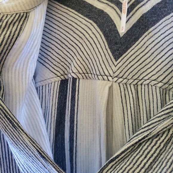 Free People On the Road Stripes Oversize Hi-Lo Hem Oxford Shirt Top S Women - Picture 4 of 12